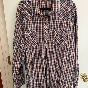 Roper Men's Checkered Shirt - Orange and Navy